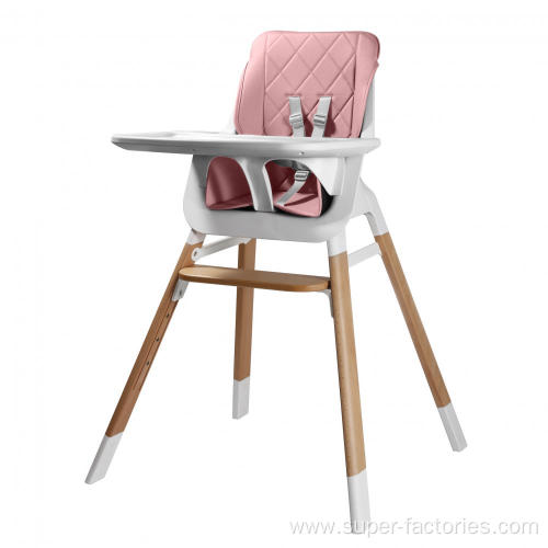 Plastic High Chair With Wooden Feets For Babies